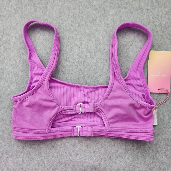 Stoney Clover Women Swim Top NWT Purple Size Small (4-6) Ribbed Cut Out Back - Picture 8 of 10